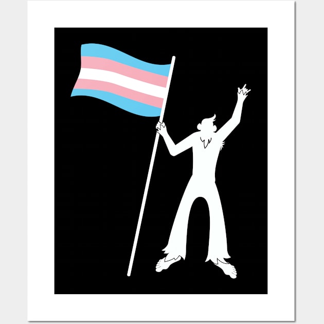 LGBTQ Bigfoot Rock On Progressive Pride Transgender Flag Wall Art by Sonyi